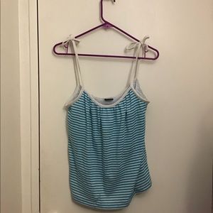 Medium blue and white striped blouse